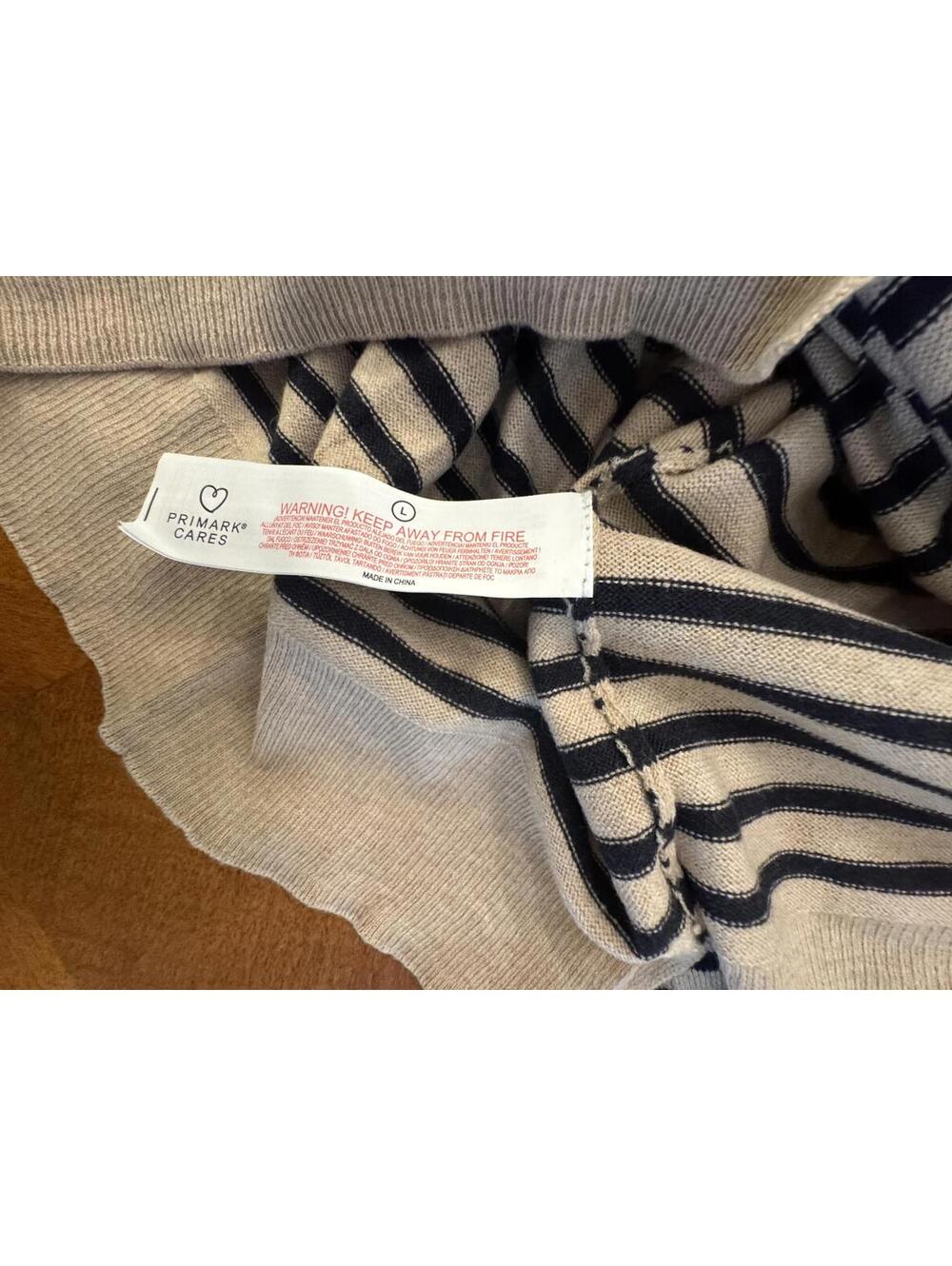 Primary Women's Beige and Navy Striped Wool Blend Sweater Size L j-2 - Picture 7 of 8